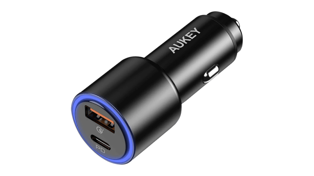 Cheap car accessories: Aukey dual USB-C/USB-A LED car charger