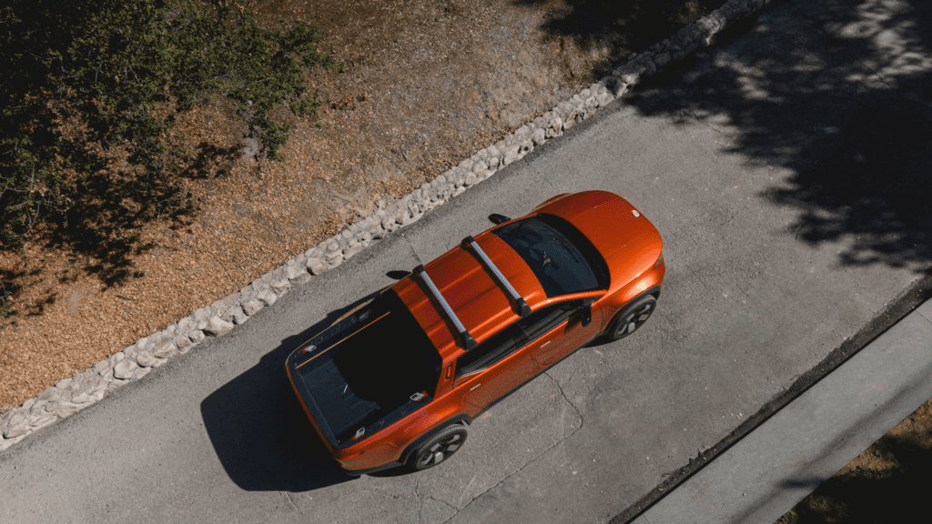 Bird's eye view of a 2025 Fisker Alaska electric pickup truck