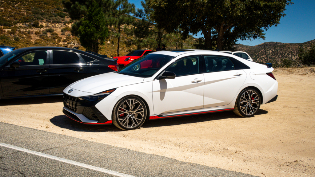 2023 Hyundai Elantra N parked at an angle in the sand