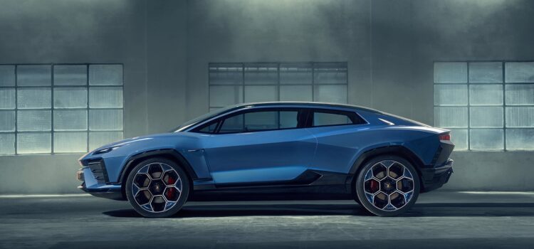 2028 Lamborghini future electric car side profile