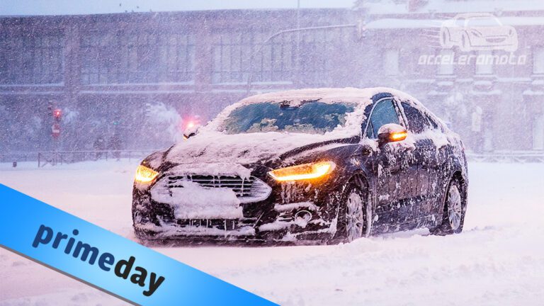 Sedan covered in snow in the winter