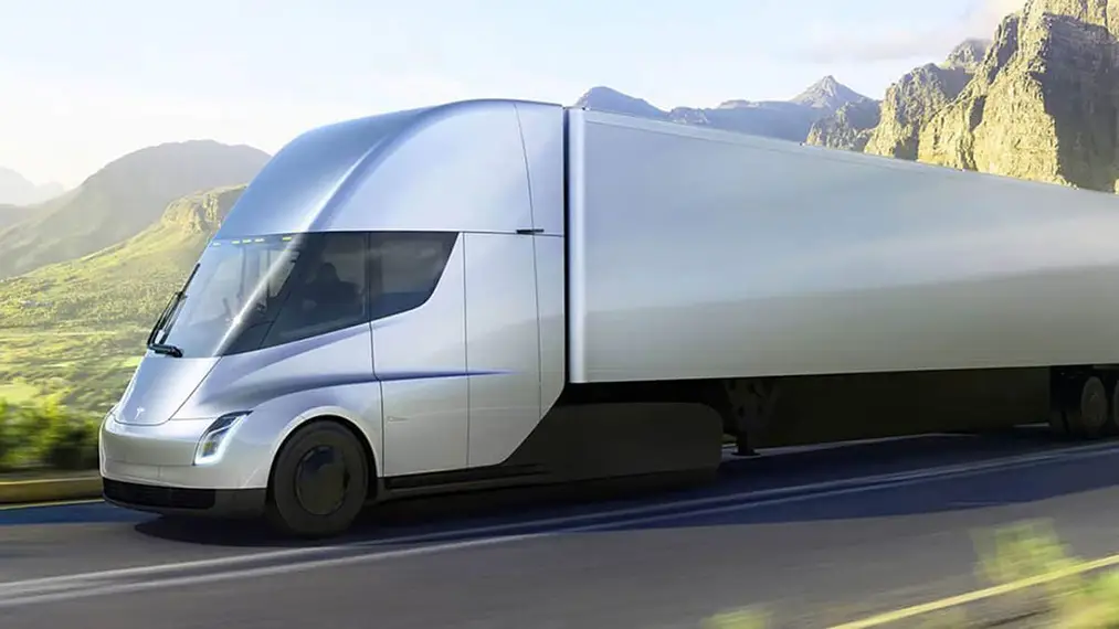 Concept art of the "New Tesla Semi" semi truck.