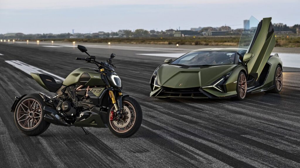 Ducati Diavel and Lamborghini Sian