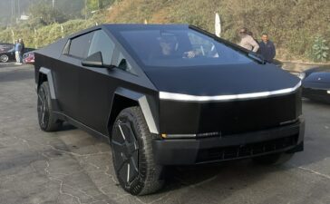 Matte Black Tesla CyberTruck driven by Chief Designer Franz Von Holzhausen