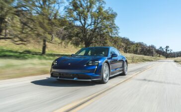 Blue Porsche Taycan Turbo Cross Turismo